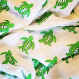 Organic Cotton Green Turtle Barry Beaux Swaddle Blanket
