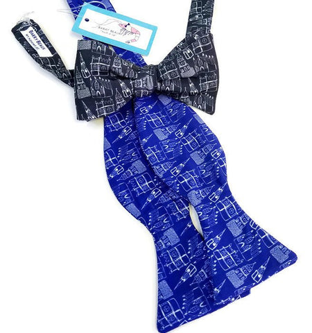 Charleston Church Steeples Blue Black Bow Ties