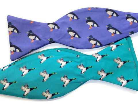 Mallard Duck Purple Teal Bow Tie