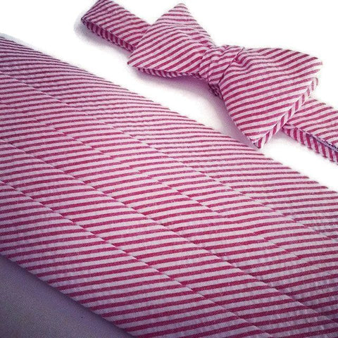 Red Seersucker Cummerbund Set
