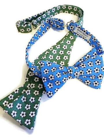 Green Blue Soccer Ball Bow Ties