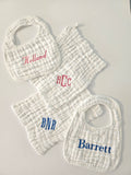 Personalized Bibs and Burp Cloth Set (1 of each)