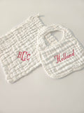 Personalized Bibs and Burp Cloth Set (1 of each)