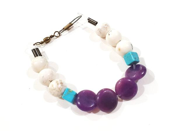 Twin Shem Purple, White and Blue Bracelet