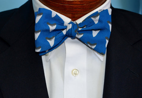 sharks tooth blue bow tie 
