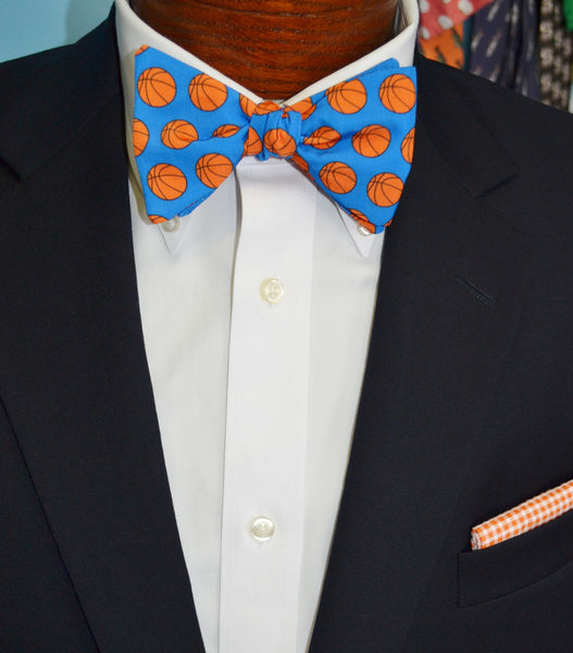Blue Basketball Bow Tie