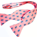 Coral Teal Crabs Bow Tie