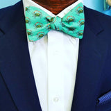 Blue Crabs Green Bow Tie Navy Pocket Square