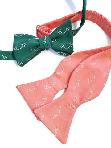 antler bow ties green and coral