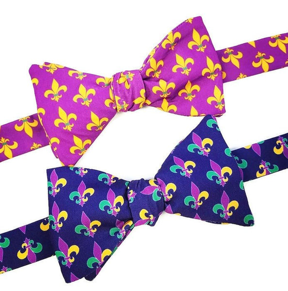 Purple Mardi Gras Fleur De Lis Bow Ties