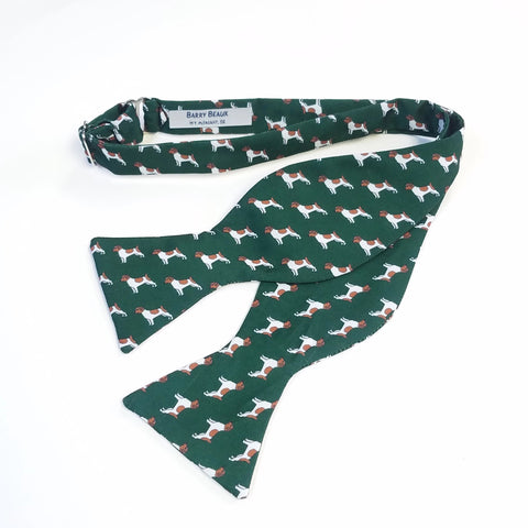Jack Russell Dog Green Bow Tie