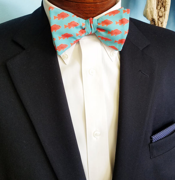 Red Fish Bow Tie Pocket Square