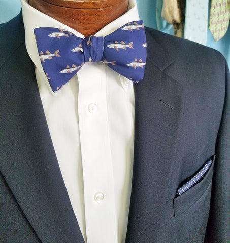 Snook Fish Navy Bow Tie