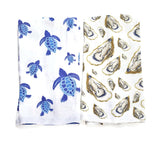 Sea Turtles and Oysters Hand Towels By Barry Beaux