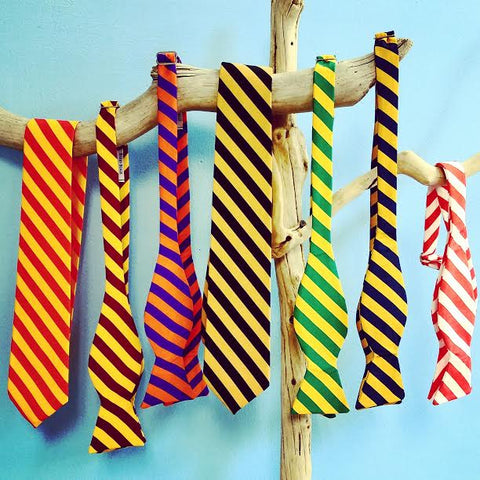 university colored striped bow ties